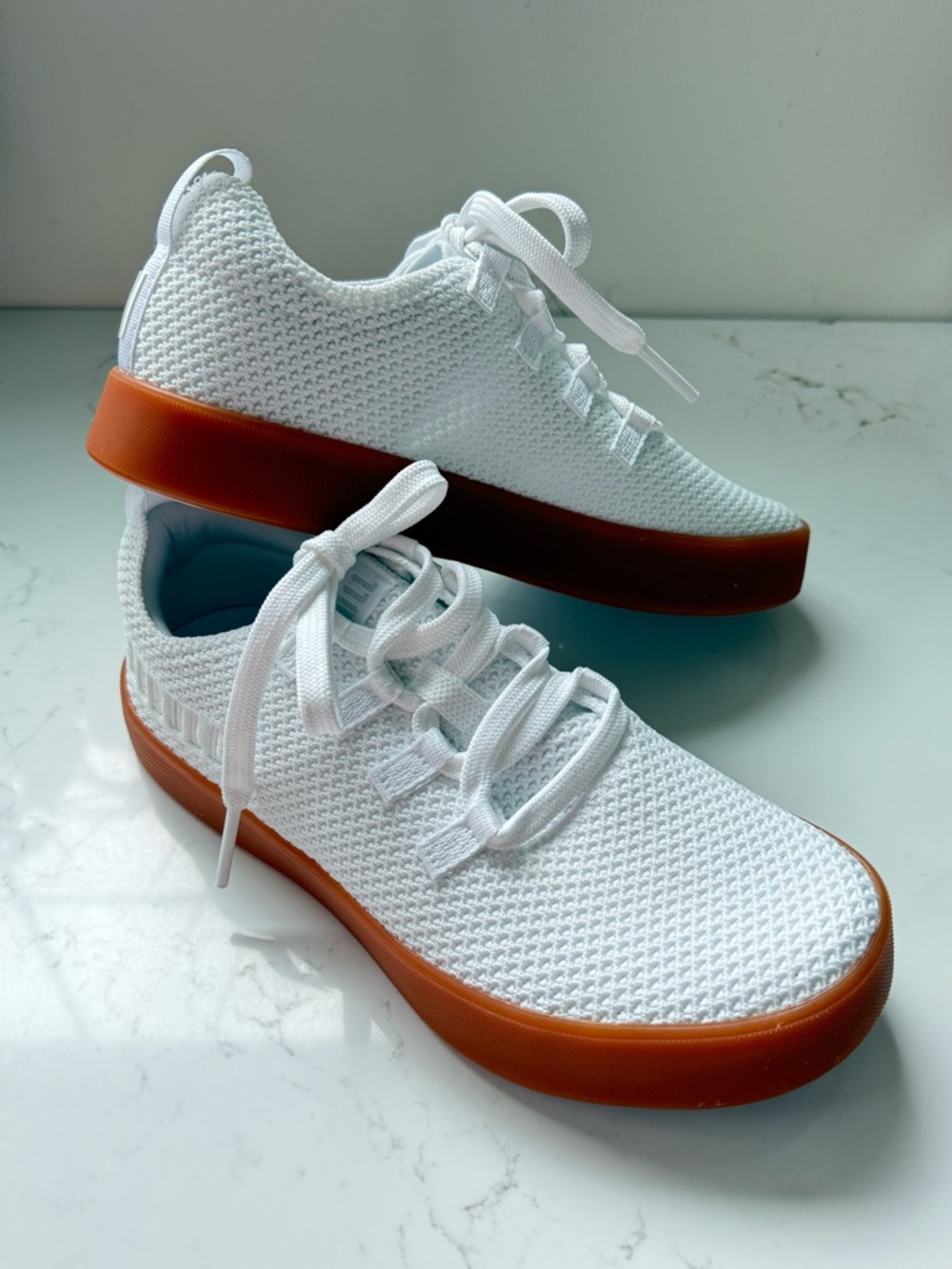 NOBULL Unisex Knit Sneakers White Gum Athletic Size Womans 8 Mens 6.5 Excellent - Picture 7 of 8